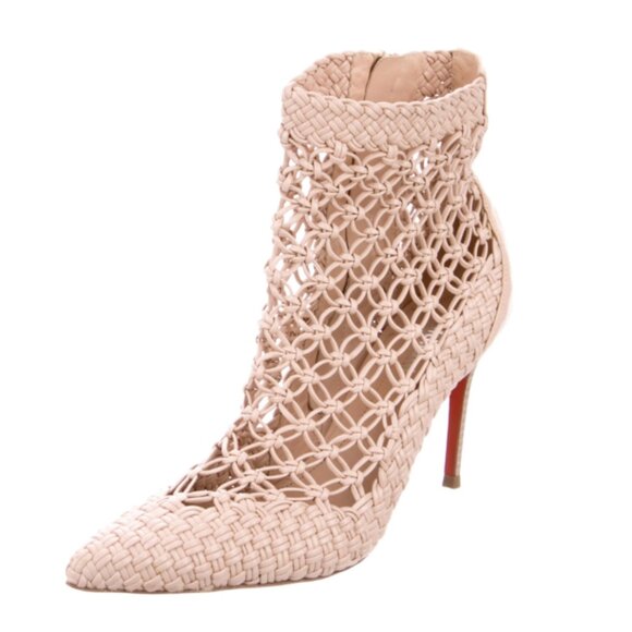 BALDININi Crocheted Leather Ankle Booties/Heels - Picture 2 of 5